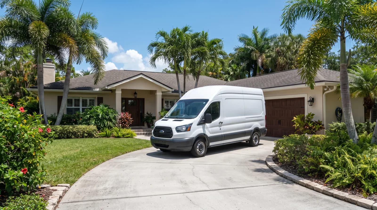 Service van in the driveway of a Florida home
