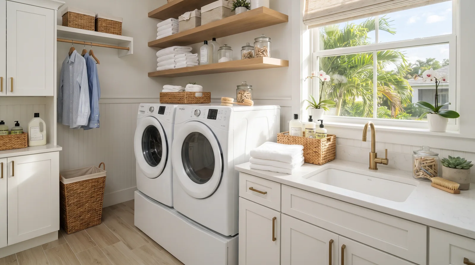 Bright laundry room in a Florida home